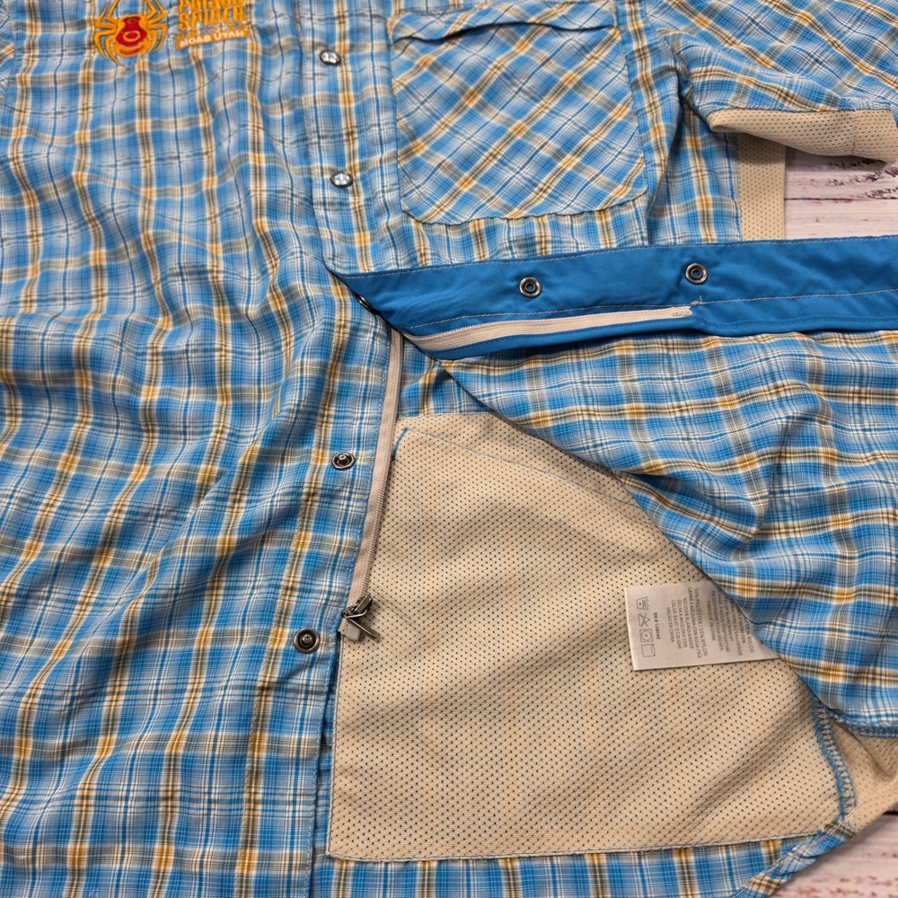 Club Ride Cycling Shirt Mens Medium Blue Plaid Good Vented Zipper Snap MTB Top - Picture 7 of 13